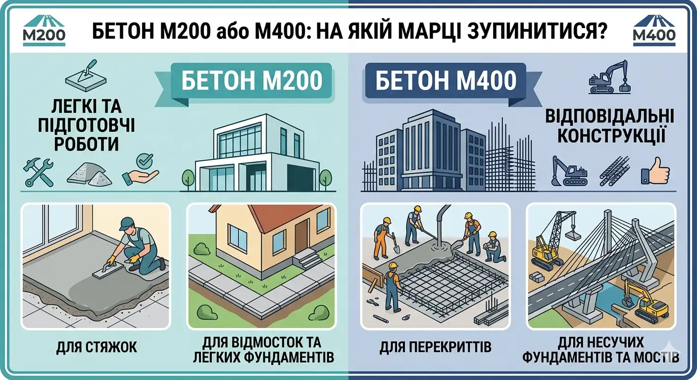 Бетон М200 або М400: на якій марці зупинитися?