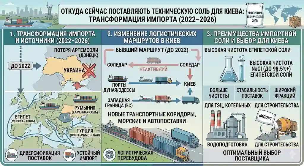 Откуда сейчас поставляют техническую соль в Киев: трансформация импорта 2022-2026