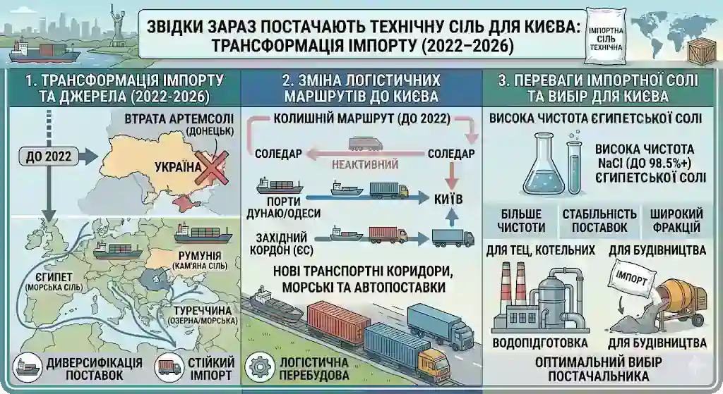 Постачання та логістика імпортної технічної солі в Україну