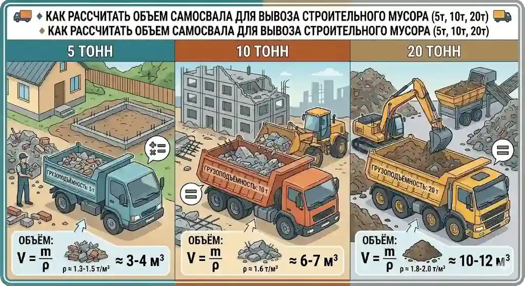 Объём самосвала для вывоза строительного мусора