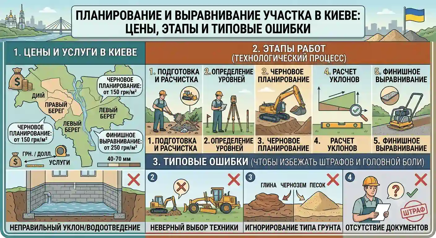 Планировка и выравнивание участка спецтехникой