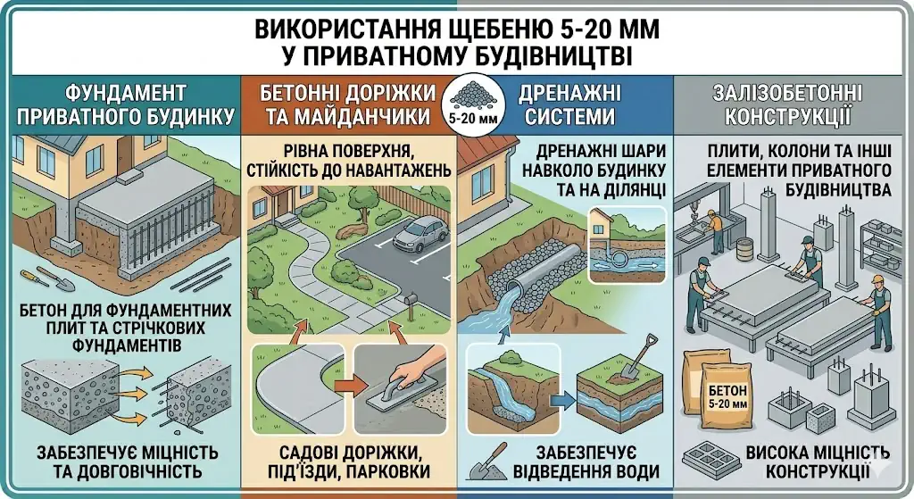 Использование щебня 5-20 мм в частном строительстве