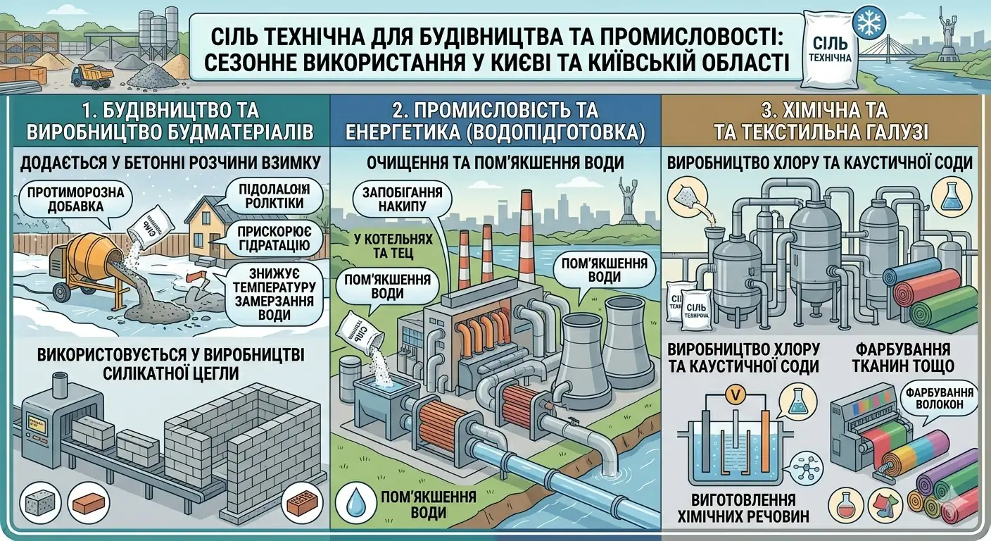 Технічна сіль для будівництва та промисловості