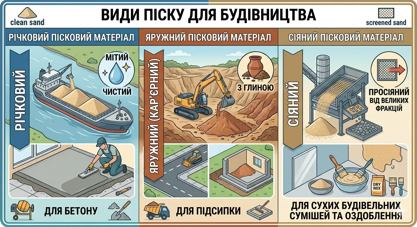 Річковий і яружний пісок — головні відмінності